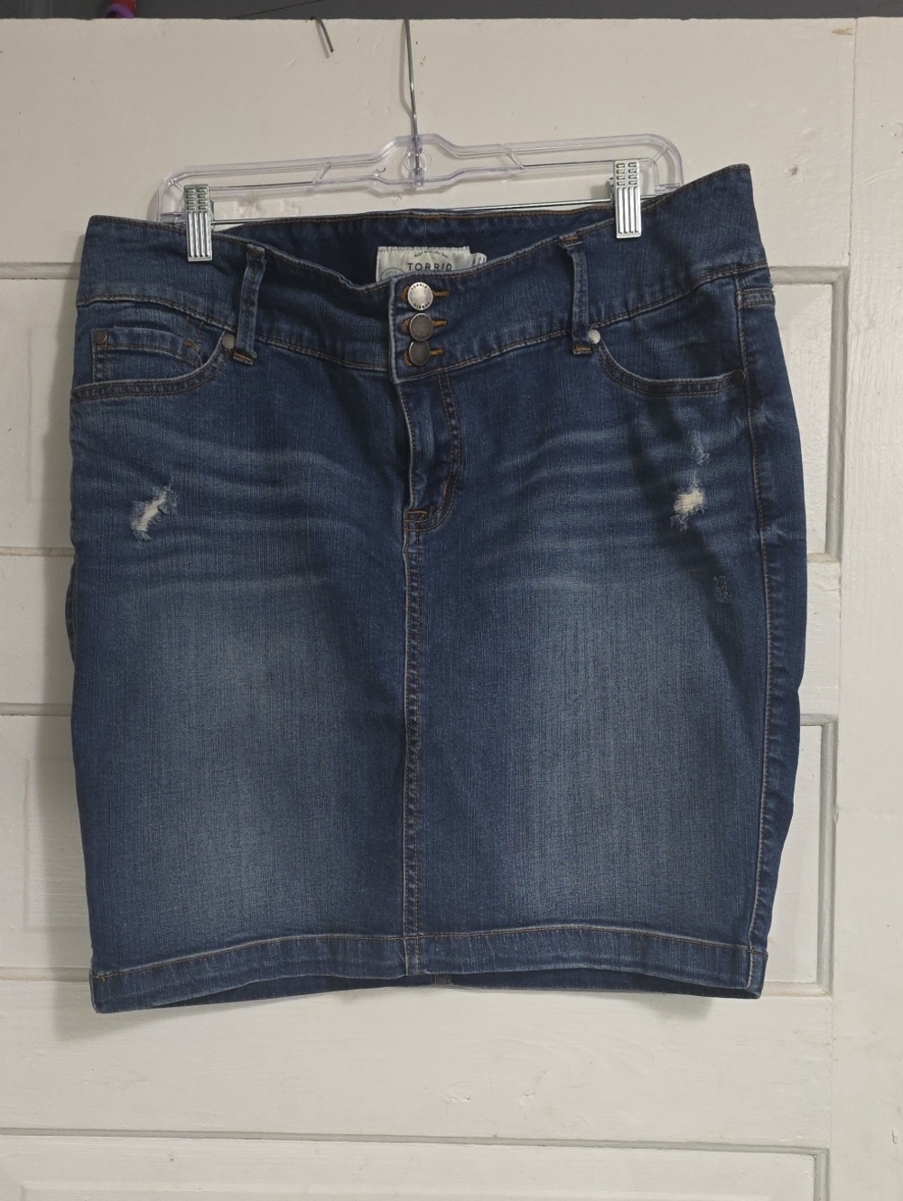 torrid Indigo Distressed Denim Mini Skirt